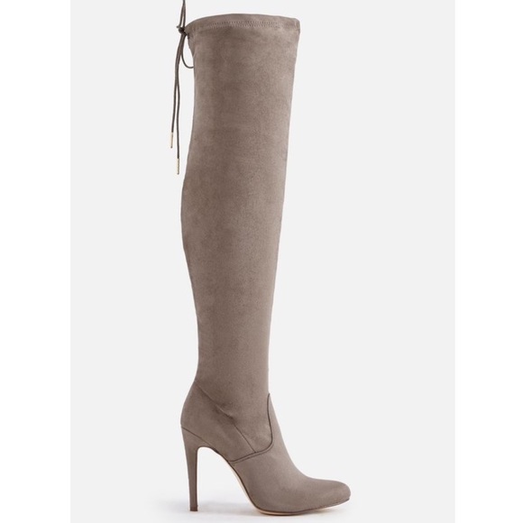 Taupe Over-the-Knee Stiletto Heeled Boot - Picture 3 of 16